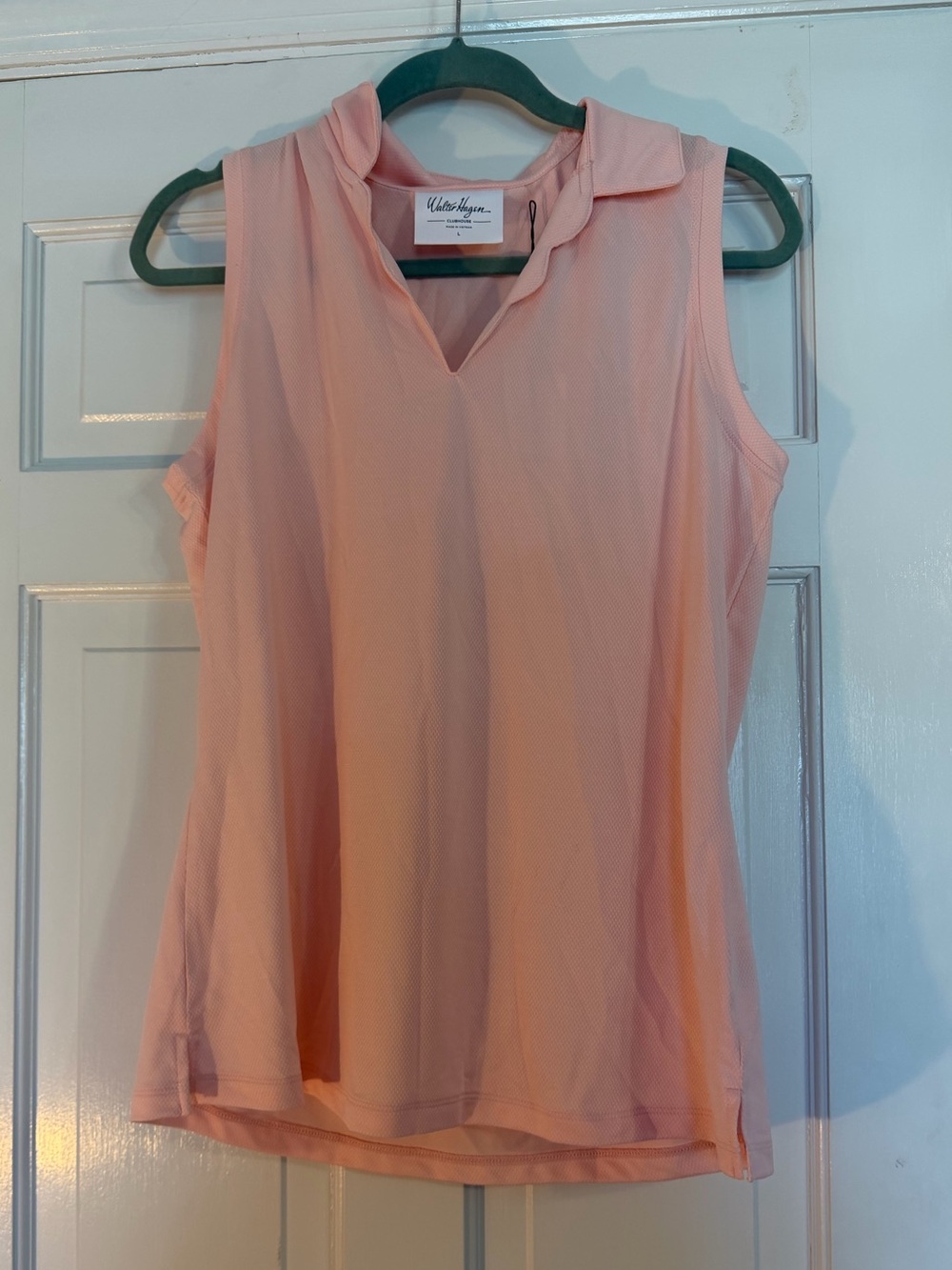NEW Women's Walter Hagen Clubhouse Scallop Sleeveless Polo Shirt Sz Large